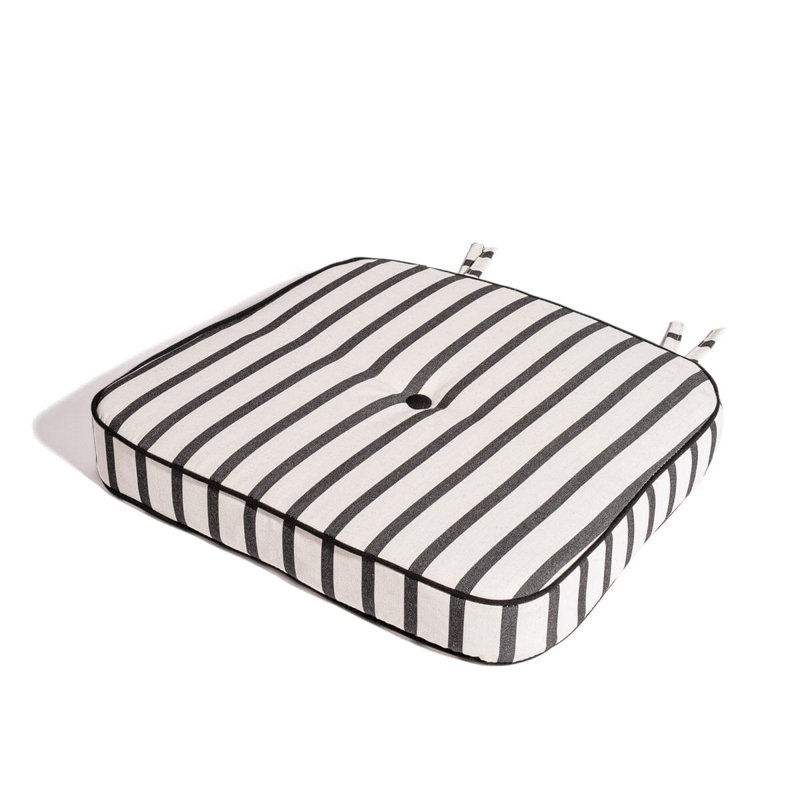 AL Fresco Dining Chair Cushion, Monaco Black Striped