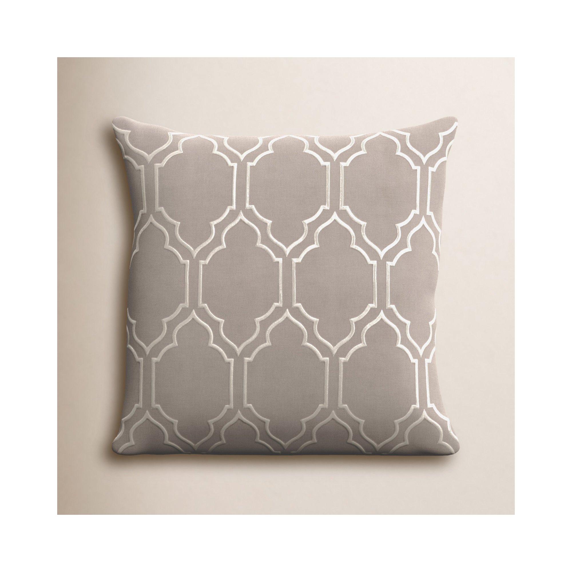 Clarysville Embroidered Linen Pillow Cover, 22 H" x 22" W, Taupe