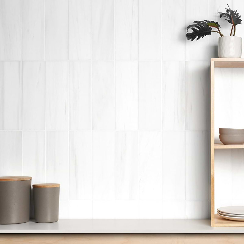 Bianco Dolomite 4x12 Honed Marble Tile