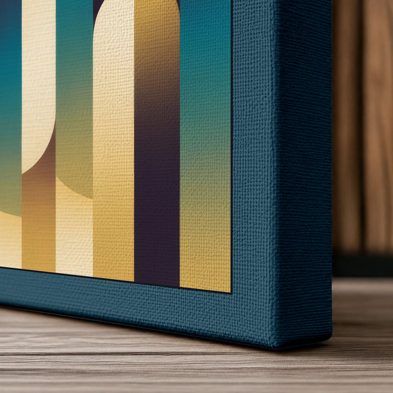 Geometric Waves Art Deco - Wrapped Canvas, 30x20 - 76.2 x 50.8 cm, Teal Border