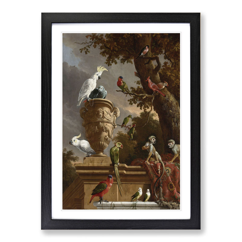 Menagerie by Melchior D'Hondecoeter - Framed Print, 65cm H x 48cm W x 2cm D, Black Framed