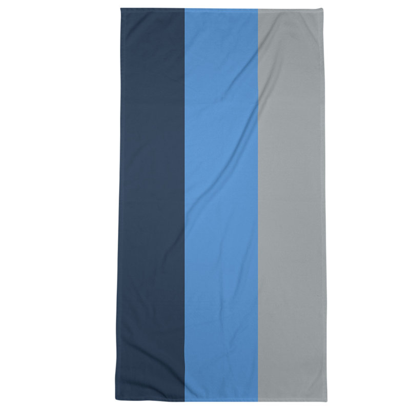 Cotton Blend Beach Towel, Navy Blue/Gray/Blue