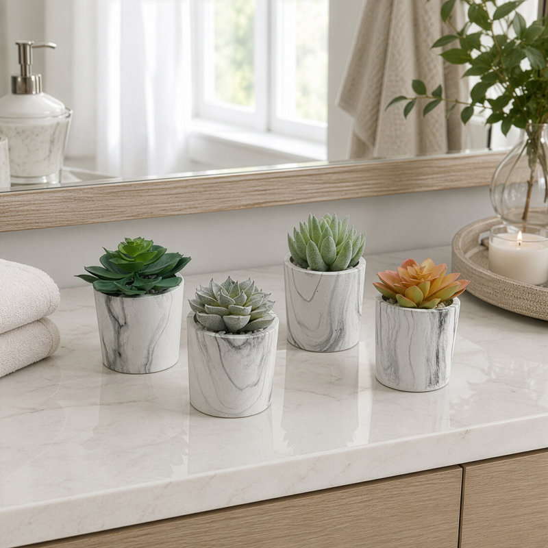 Ensemble de 4 succulentes cactus artificiels en pot