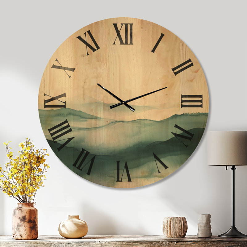 Très grande horloge murale en bois imprimée Alpine, Oversized