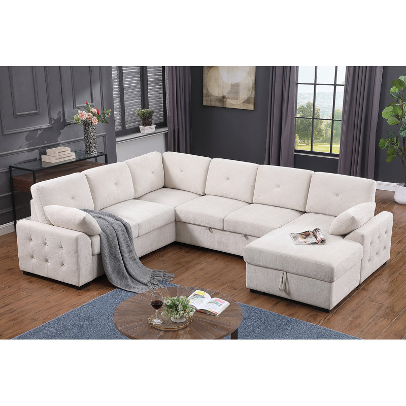 Multi - Functional L - Shaped Corner Sofa With Storage & Convertible Bed Features