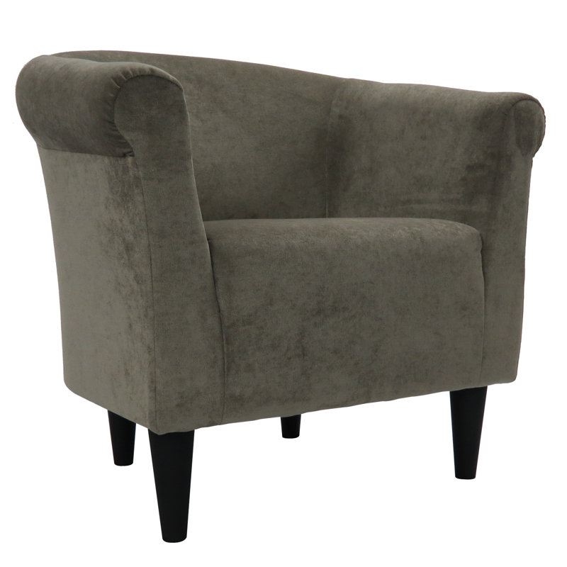 Liam Upholstered Barrel Chair, Silver Microsuede