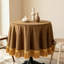 Nappe ronde en velours de 122 cm (48 po) avec pompons dorés, couleur camel-1437390398