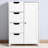 White Bathroom Cabinet With Adjustable Shelf And 4 Slatted Drawers - For Home Use Storage In Drawers,