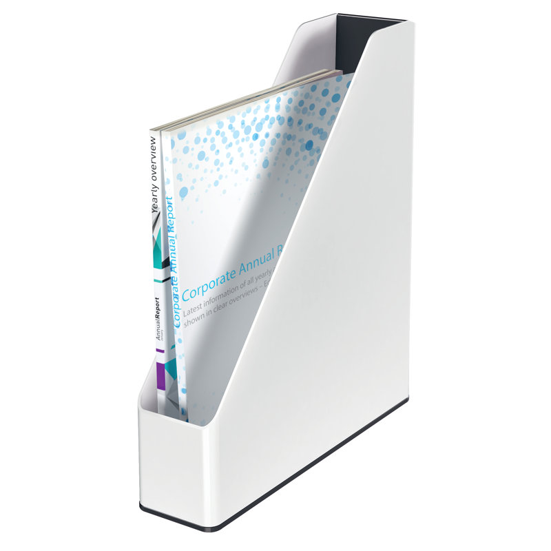 Free Standing Magazine Rack, White/Black