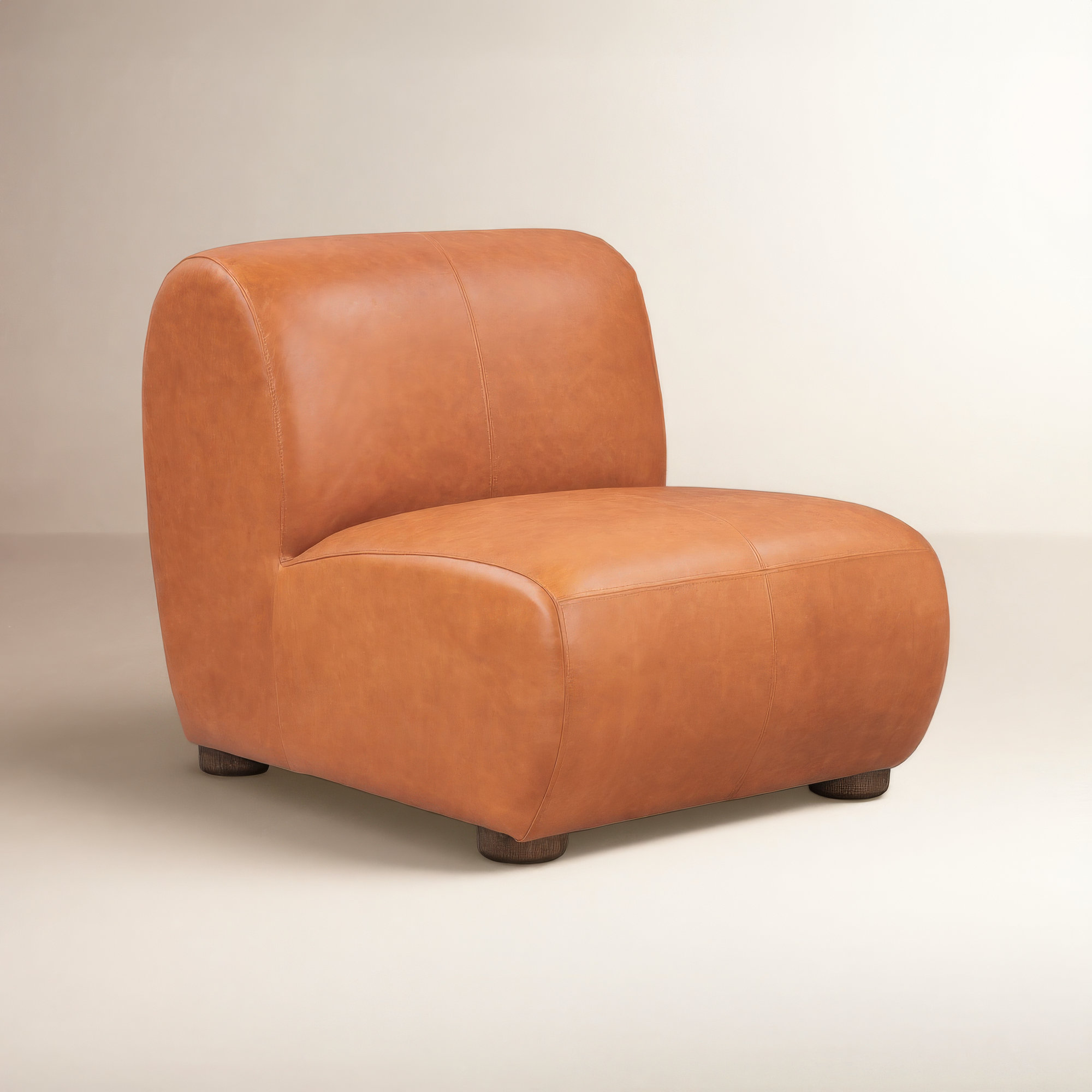 Arcadia Leather Accent Chair Autumn Brown, Orange Genuine Leather