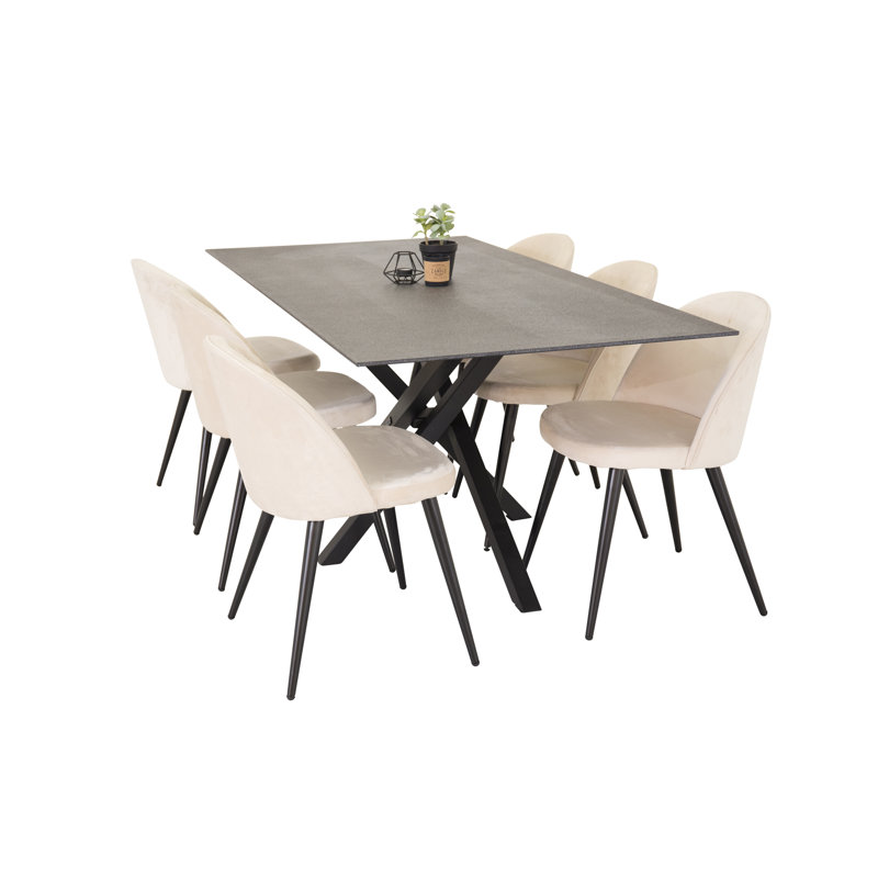 Briallen 6 - Person Dining Set, Cream/Black