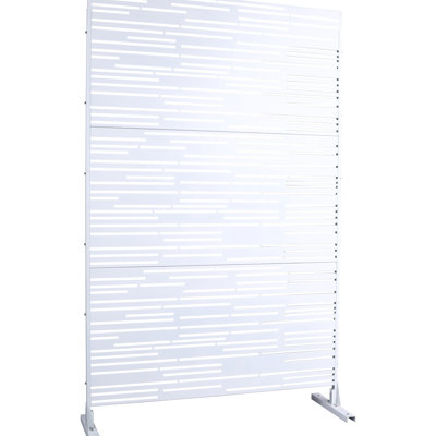Metal Privacy Screen 76" H48" W - Freestanding For Lawn, Garden White Fence Panels Outdoor & Indoor Use Garden, Patio