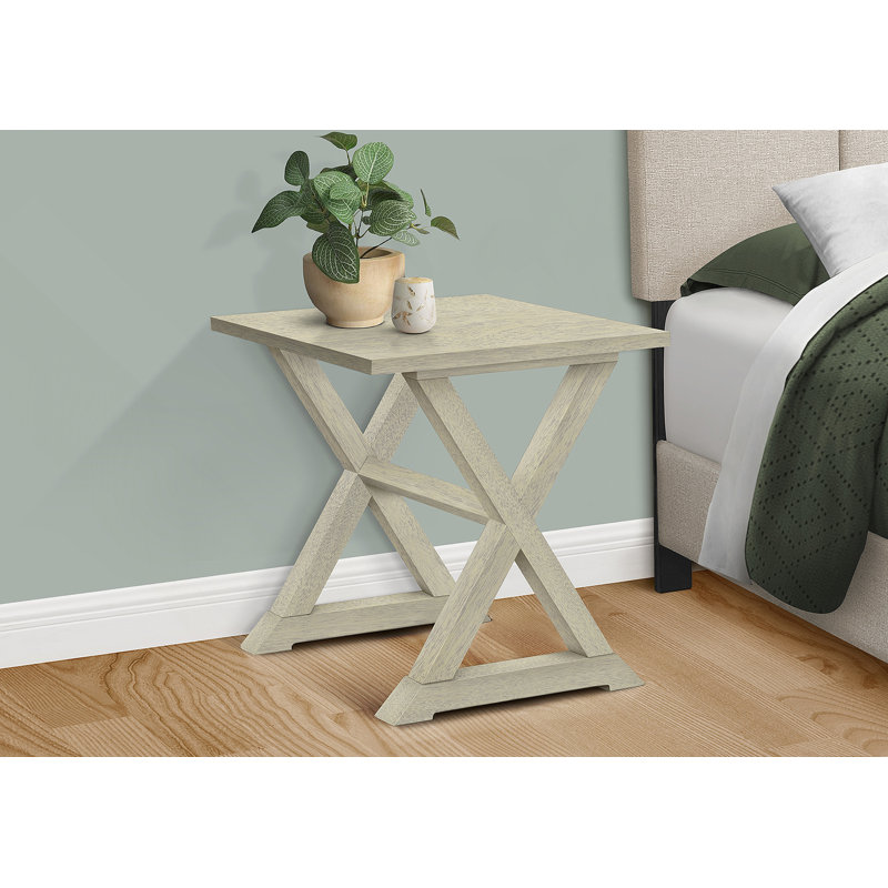 Table d'appoint, table de bout, table d'appoint, carré, table de chevet, chambre à coucher, lampe, placage blanc antique, transitionnel