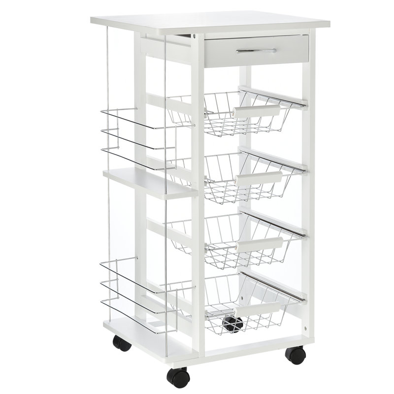 Wood Kitchen Trolley, White