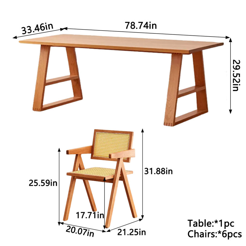 Ensemble de salle à manger rectangulaire, H 29,52 po x L 78,74 po x l 33,46 po