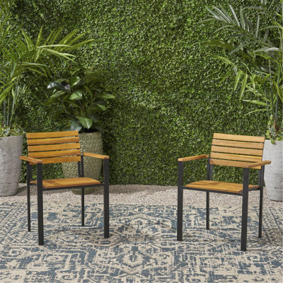 Chaise de patio en bois et métal