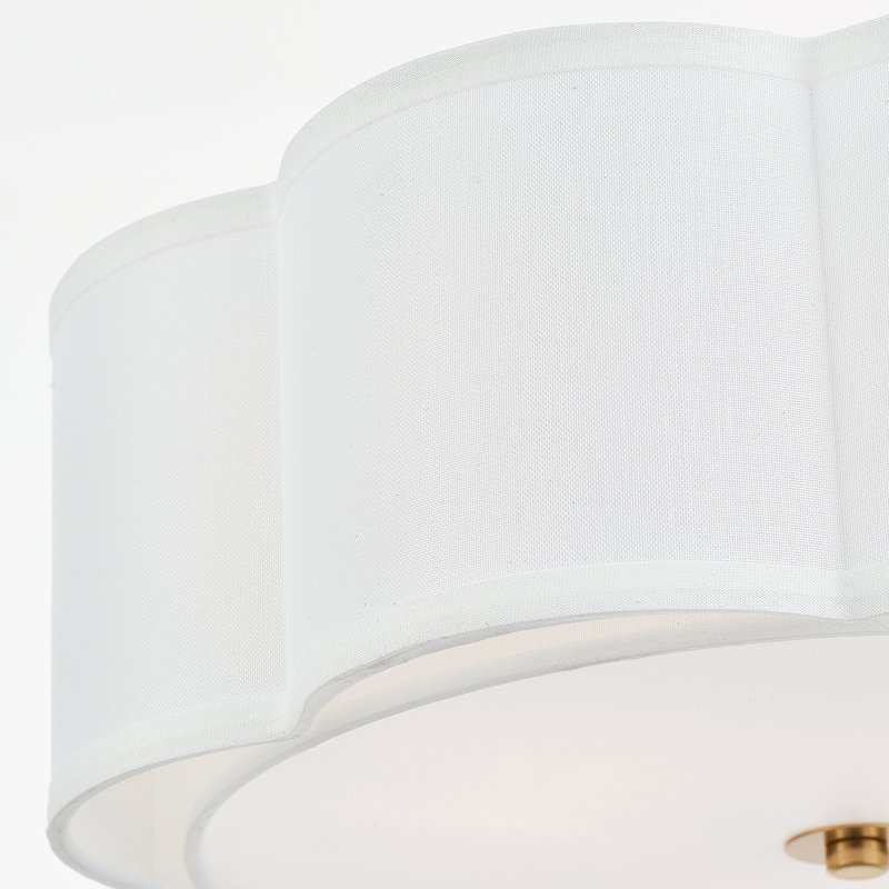 Plafonnier semi-encastré 3 lumières tambour moderne en lin