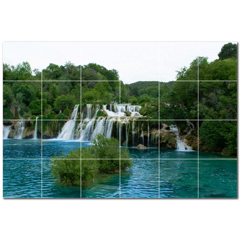 Murale en céramique satinée 12 "x 12" Waterfalls Photo