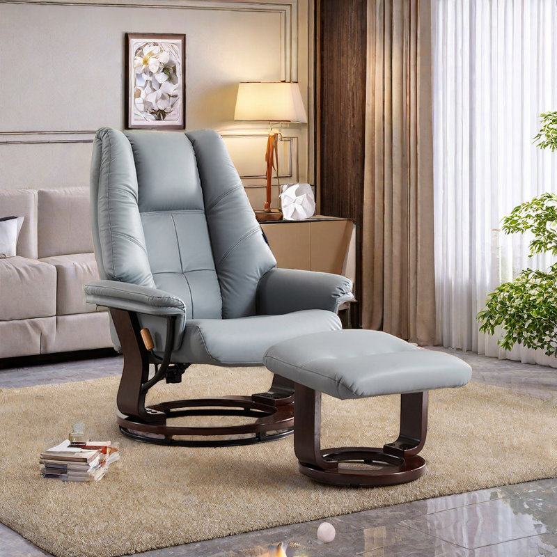 Fauteuil inclinable pivotant rembourré Nouchee, Brun, Gris