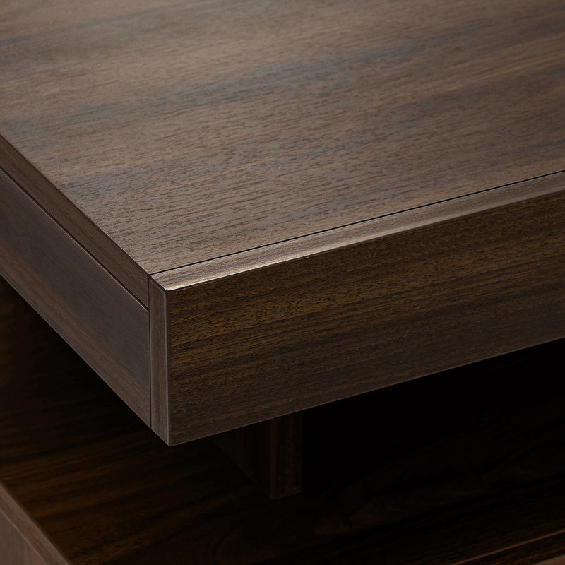 Breslyn Manufactured Wood Nightstand with Charging Station, LED Light and Shelf, Walnut