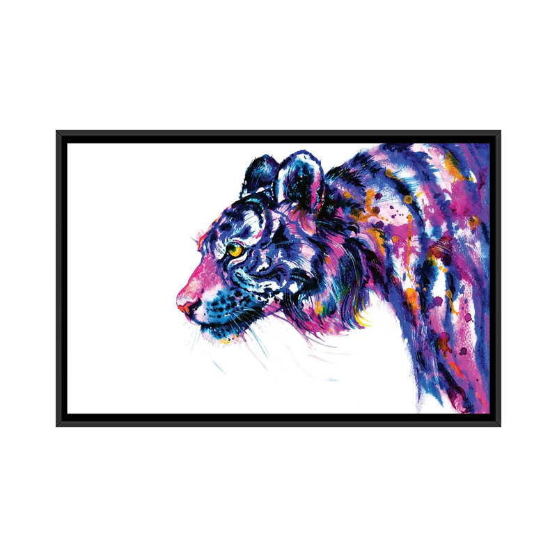 «Tiger Glance», reproduction sur toile, H 18 po x l 26 po x P 1,5 po, Toile avec cadre noir, Pas de tapis