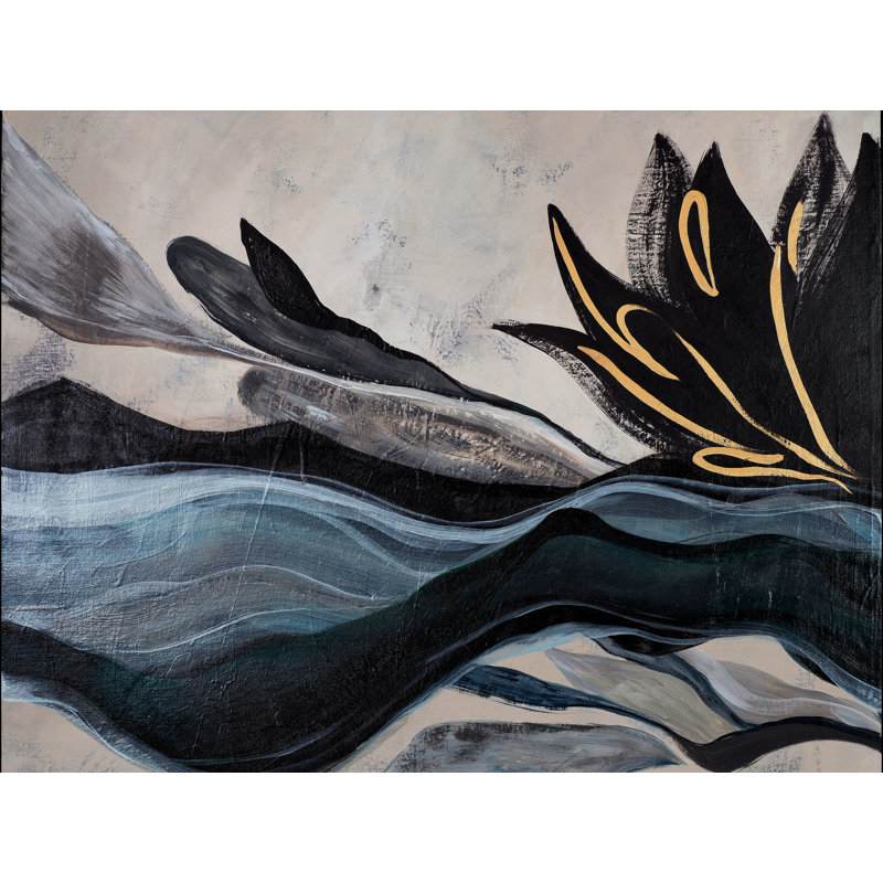 Black Lotus Print by Novi Lim, Wrapped Canvas, 24" H x 32" W