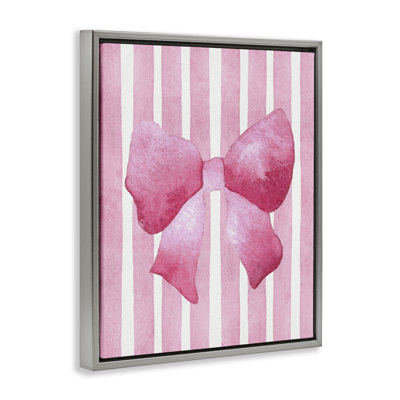 Chic Bow on Pink Stripes Floating Frame, design by Camila Juncos