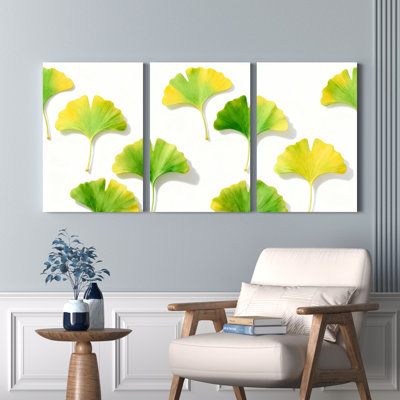 Feuille de ginkgo inspirée de la nature, reproduction d'art sur toile tendue sur toile, ensemble de 3 pour salon, chambre à coucher, décoration intérieure