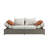 Chueyee Patio Wicker Sofa with Ottoman & 2 Toss Pillows