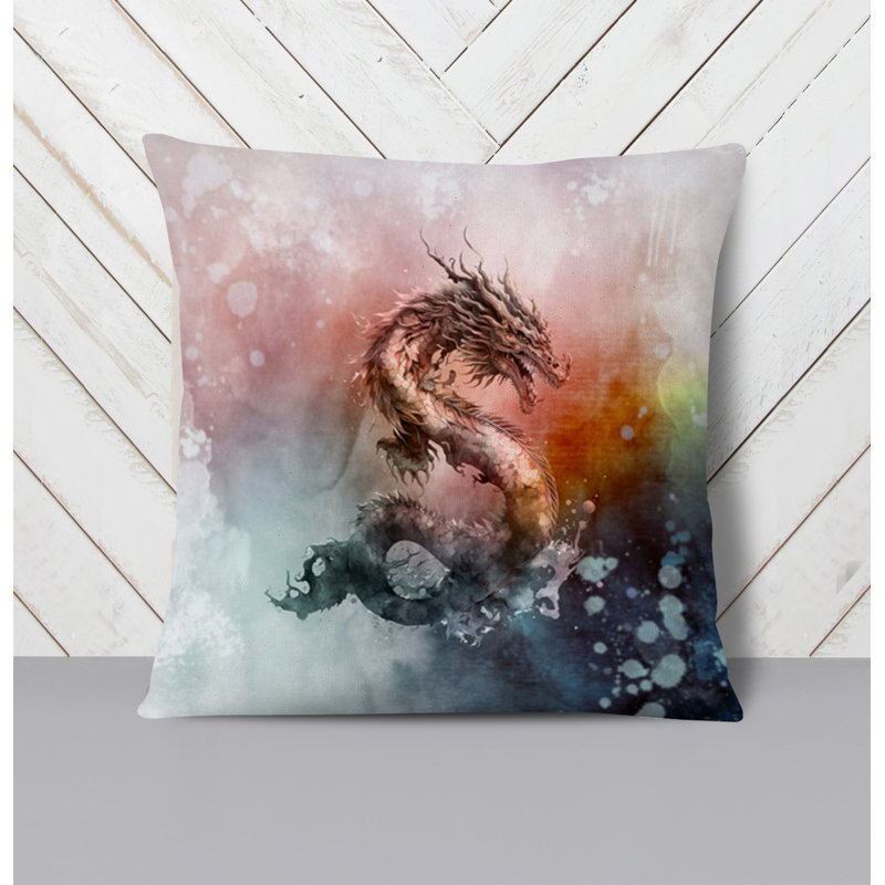 Throw Pillow With Insert, 18"H x 18"W, Blue/Red Abstract 11