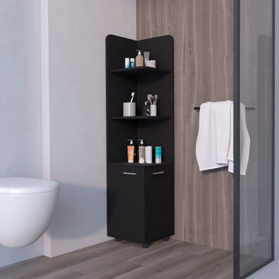 Armoire 2 portes Wenge avec 3 tablettes d'angle