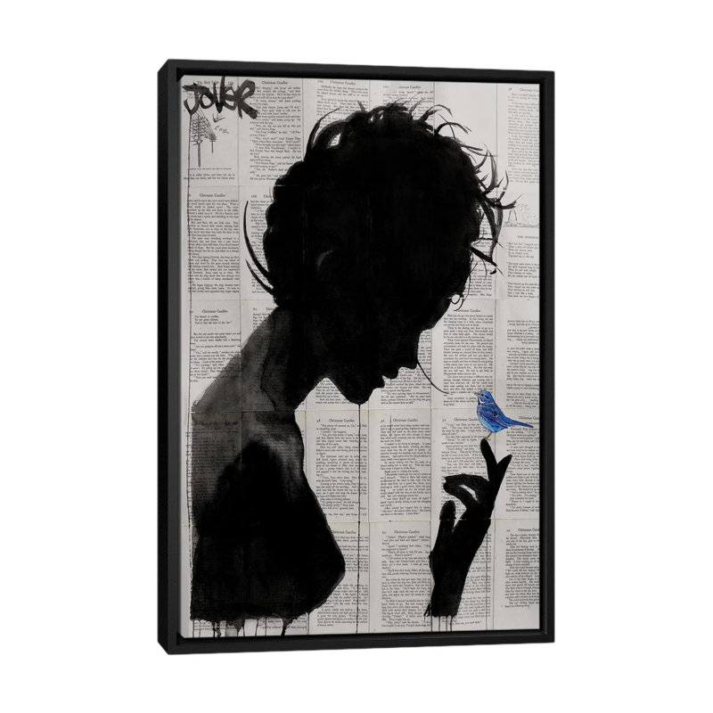 Poetica, impression sur toile tendue, H 26 po x l 18 po x P 1,5 po, Toile avec cadre noir, Pas de tapis