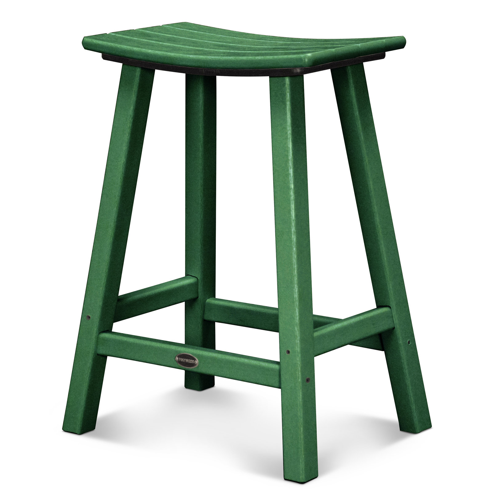 POLYWOOD Traditional Garden Patio Bar Stool, Green, 24.75" H