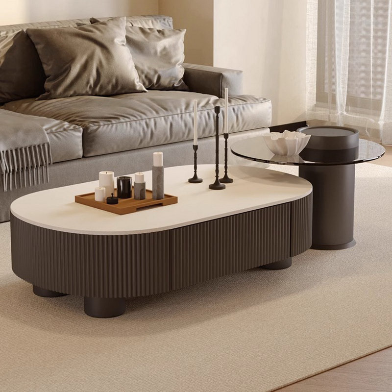 Ensemble de tables basses Modern Modern, Crème/noir