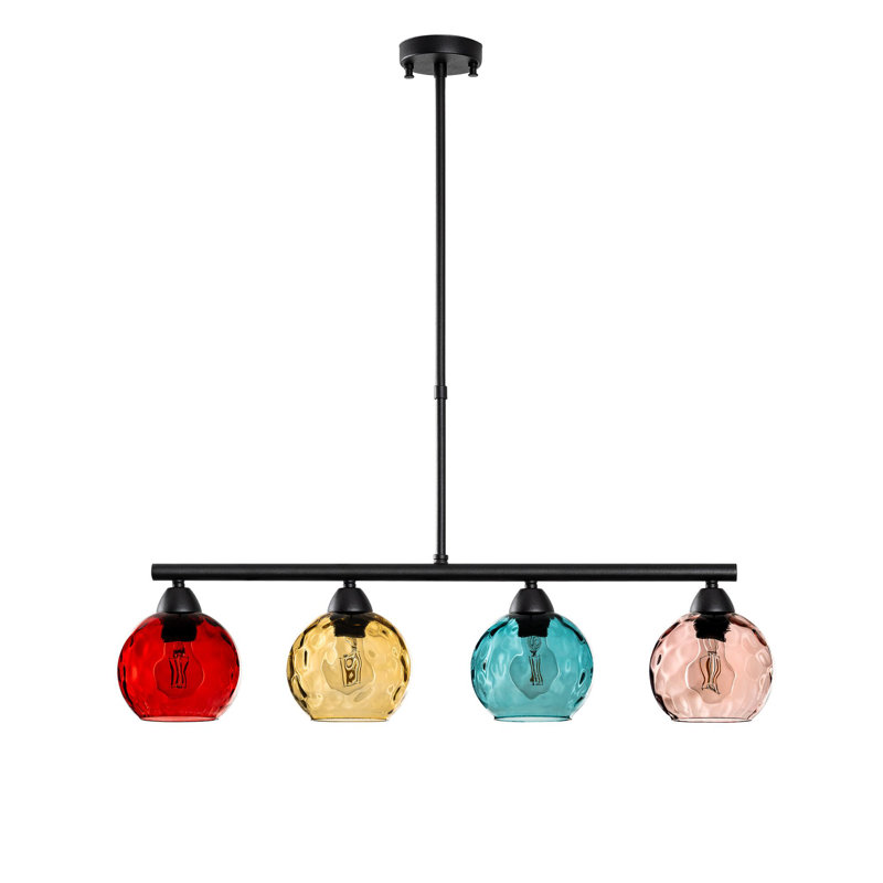 Elegant Multicolor Chandelier with Metal Body, 31.5 x 5.9 x 31.5 inches | 4 x E27 Socket (Max 40W) | Stylish Glass Cap, IP20 Rated | Perfect for Living Room, Dining Room, and Entryway Décor