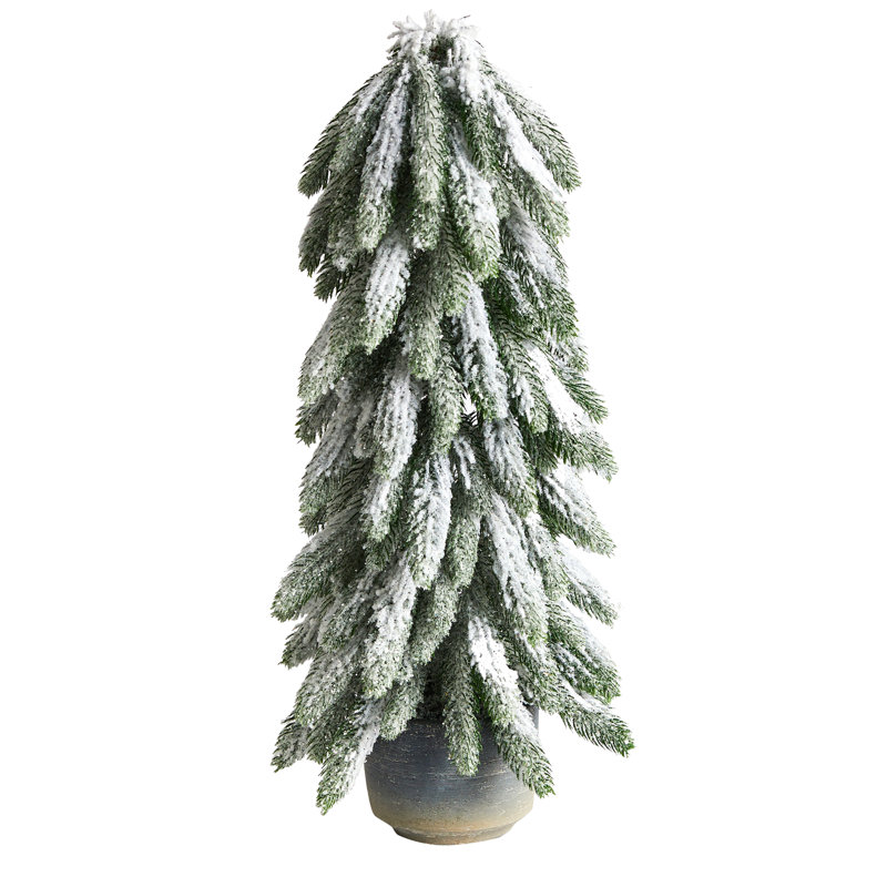 Arbre de Noël artificiel floqué, H 21 po x l 12 po x P 12 po