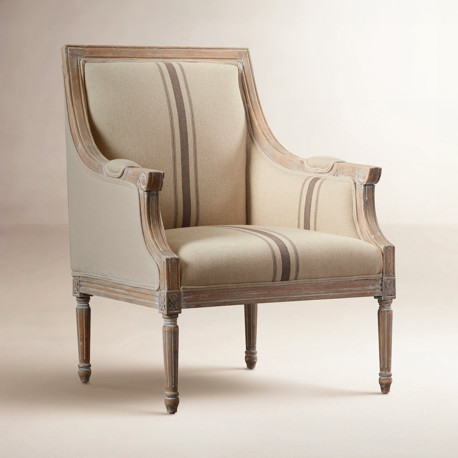 Rowena Armchair, Tan Striped