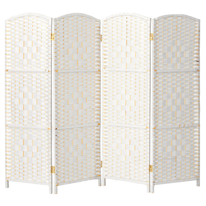 2 Ft. Tall Diamond Weave Fiber Room Divider - Dark Mocha - 8 Panel, 4 ft, 4, White