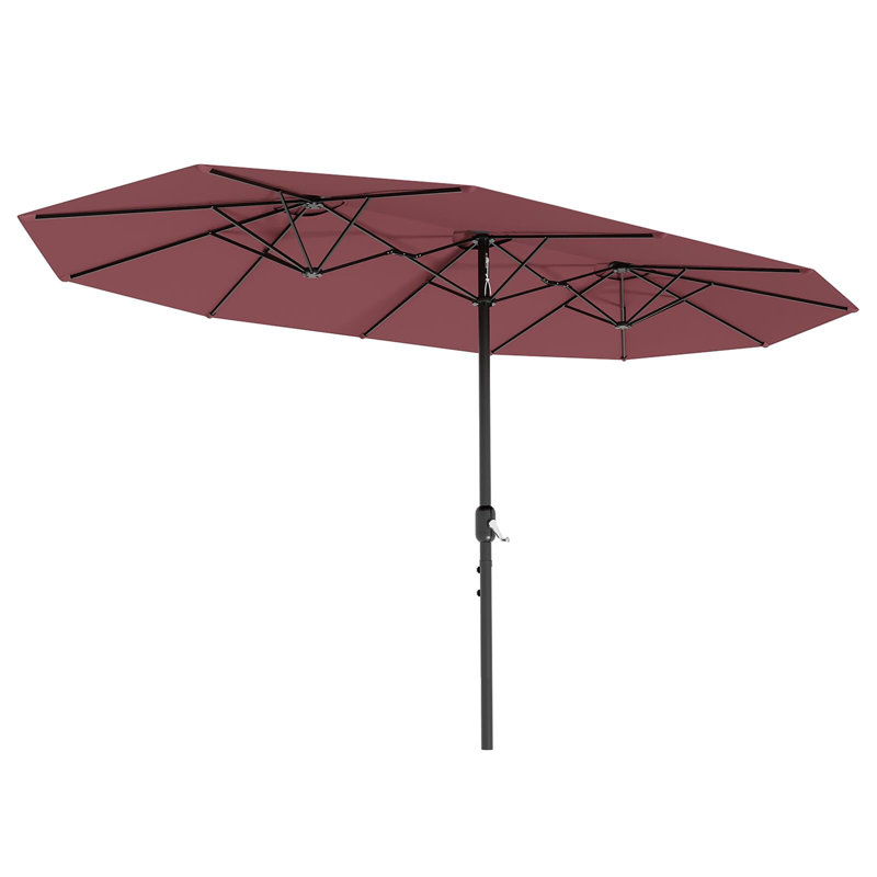 Parasol d'extérieur 13 pi pour patio, parasol rectangulaire double face avec auvent résistant à la décoloration pour terrasse de jardin