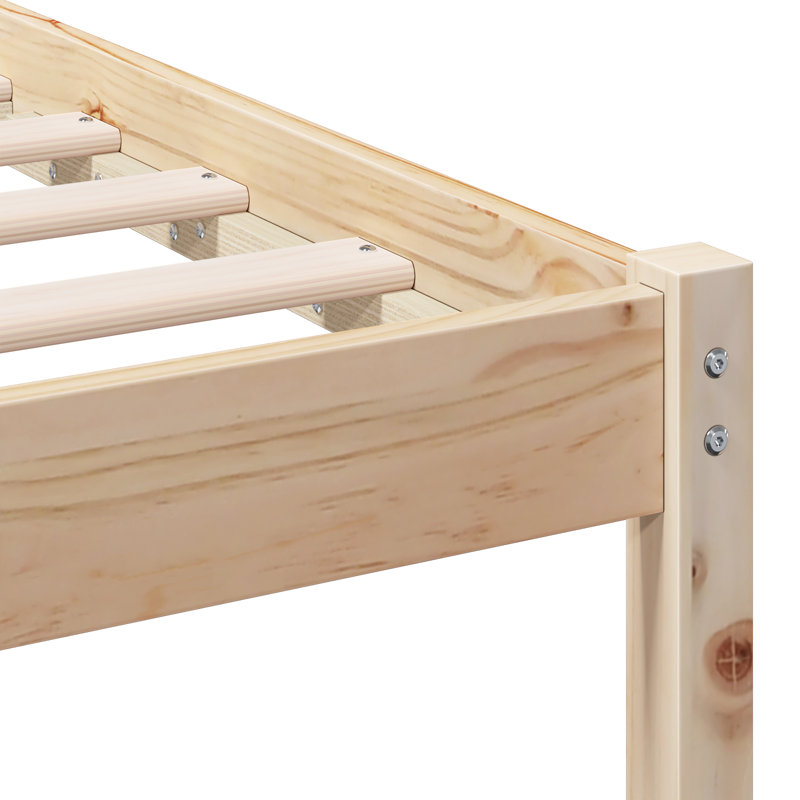 With Headboard Wax Solid Pine Wood, Double (4'6), White