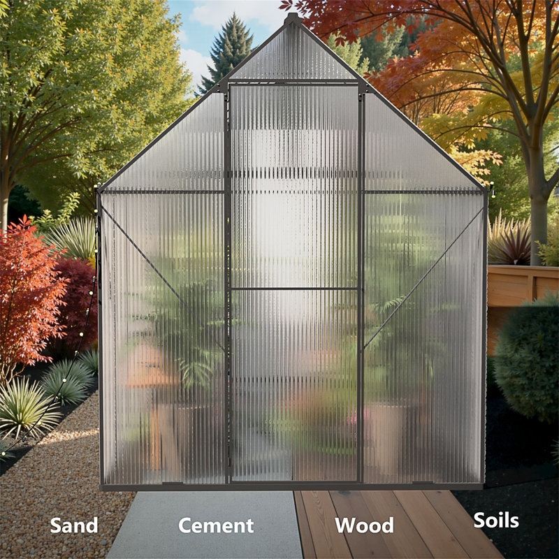 6X12 Outdoor Greenhouse - Walk-In Heavy Duty Storage Shed With Adjustable Vent Window&Lockable Hinged Door