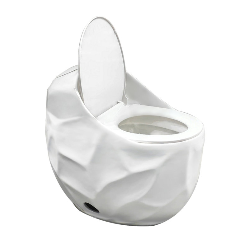 Toilette une pièce à chasse d'eau en forme d'œuf, 1,28 gallon par chasse, siège à fermeture en douceur, blanc éclatant
