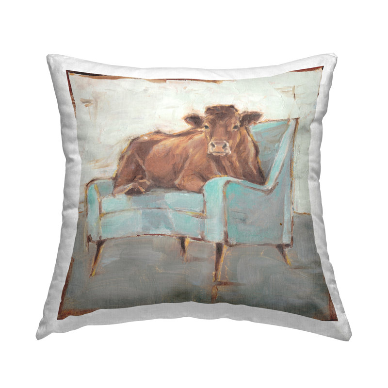Coussin brun sur une chaise bleue