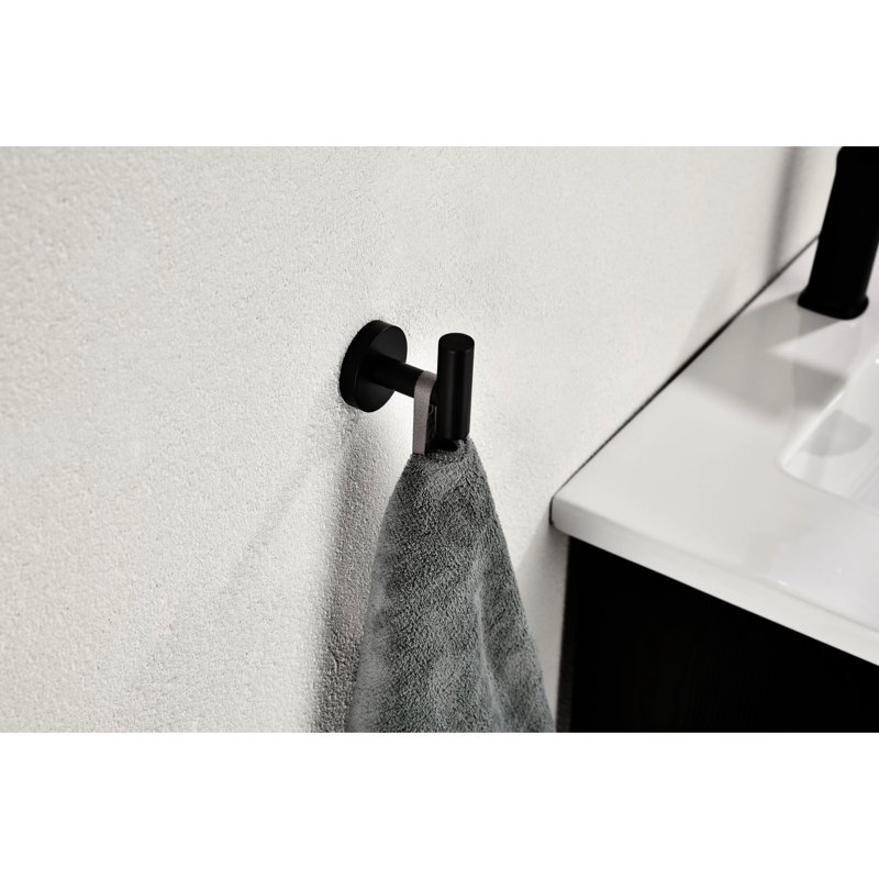 Crochet pour serviette de douche noir mat en acier inoxydable 304, sans perçage