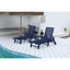Méridienne d'extérieur de 2, 5 avec roues et porte-gobelet, bleu marine, embuage pour bord de piscine, terrasse et jardin