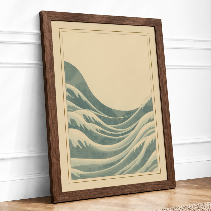 Rhythmic Waves Japandi - Print, A2 - 59.4 x 42.0 cm, Walnut