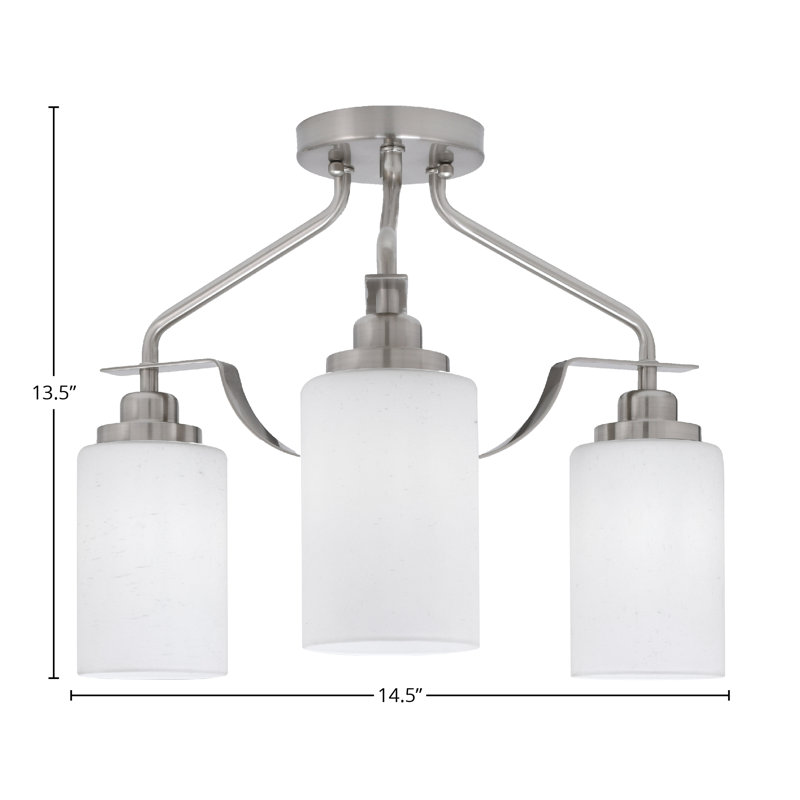 Odyssey 3 Light Semi-Flush Shown In Brushed Nickel Finish With 4" White Muslin Glass
