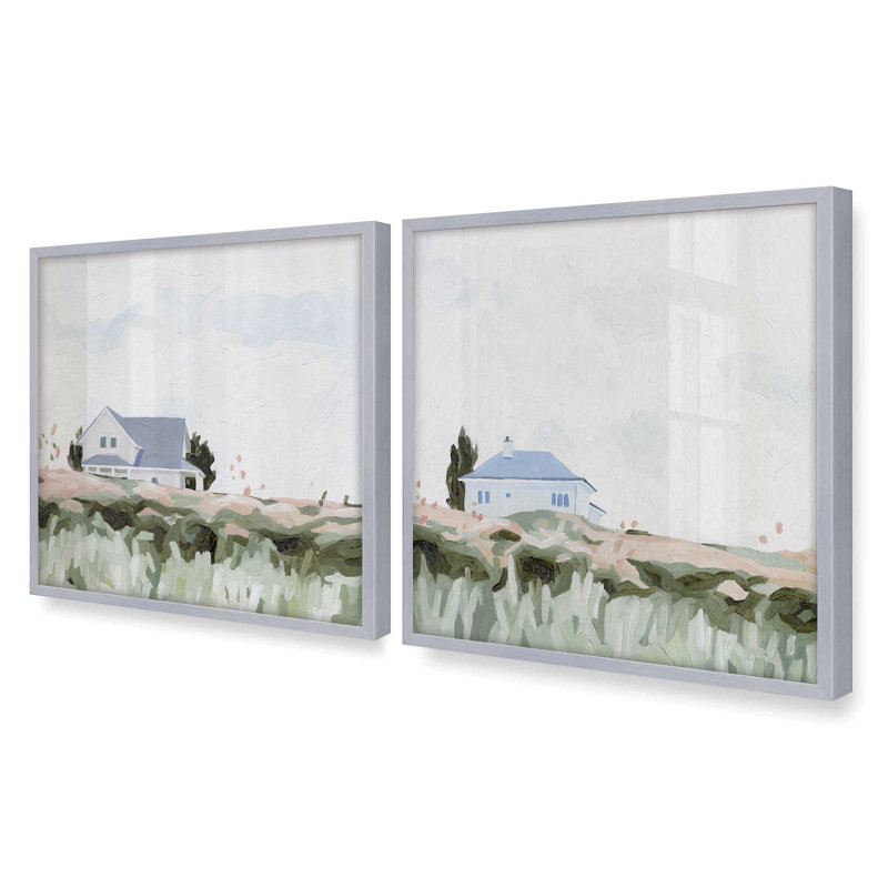 Ensemble de 2 toiles encadrées Quiet Home Escape, Cadre en chrome poli, H 21,5 po x l 41,5 po x P 1,25 po