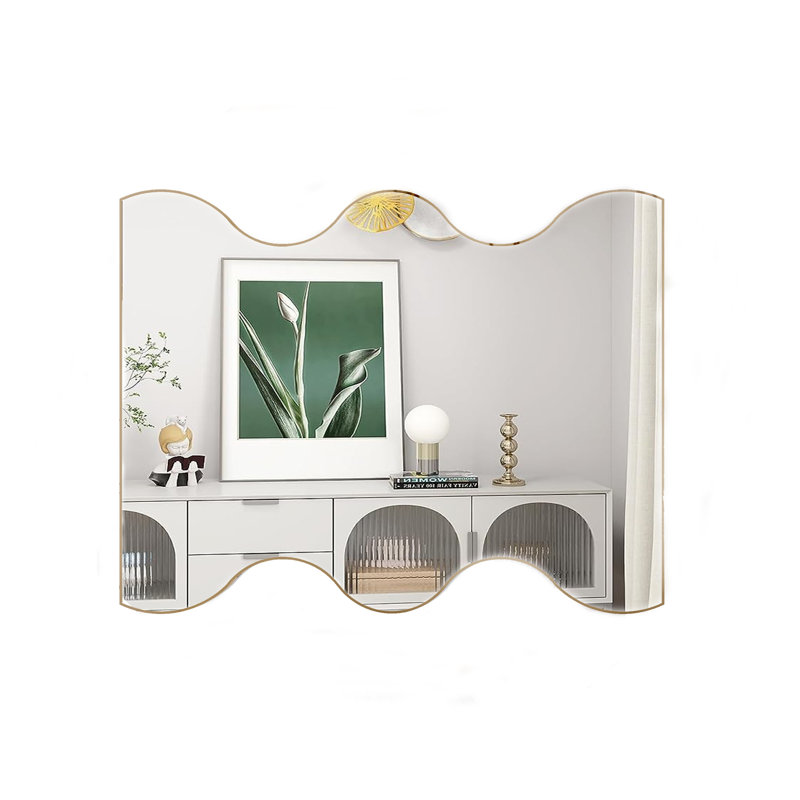 Tregan Metal Wavy Wall Mirror, Gold