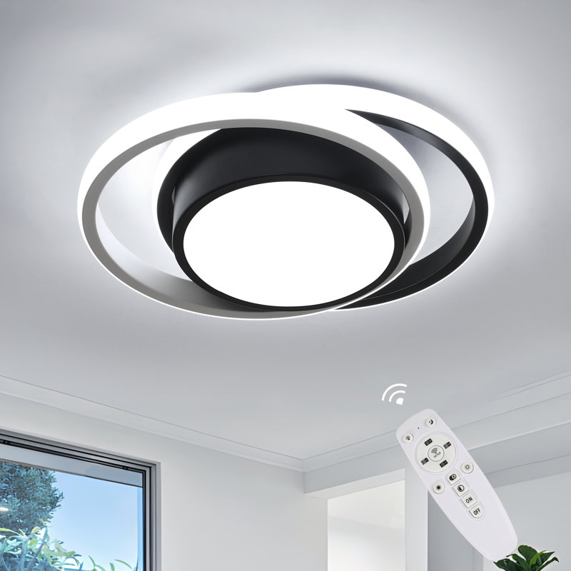 Modern Round LED Dimmable Flush Mount Ceiling Light With Remote